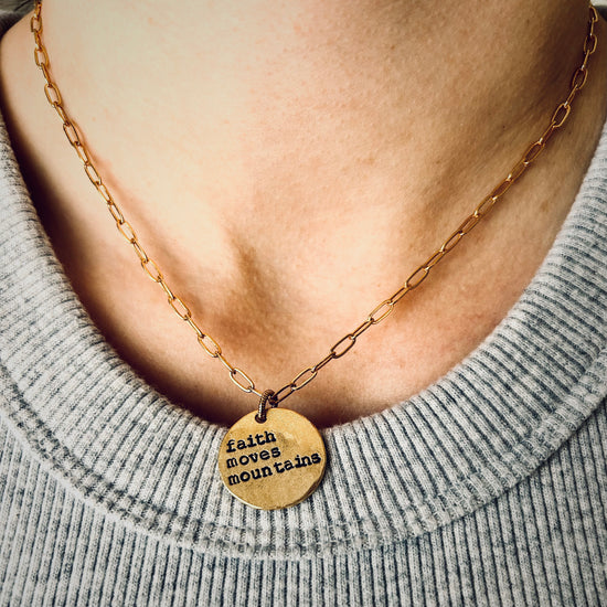 Faith Moves Mountains Paperclip Necklace