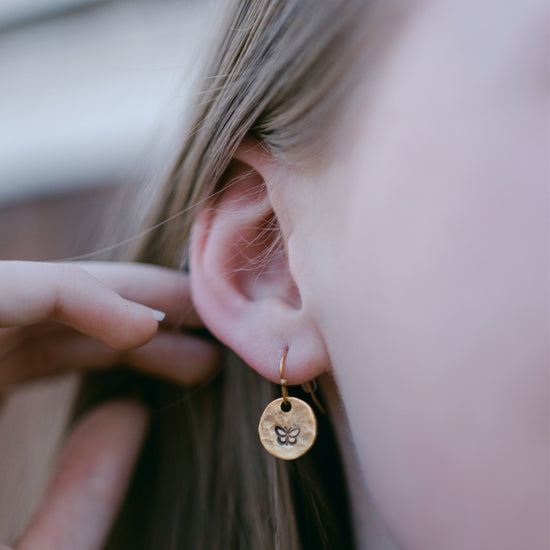 Heaven Inspired Stamped Earrings - Gold